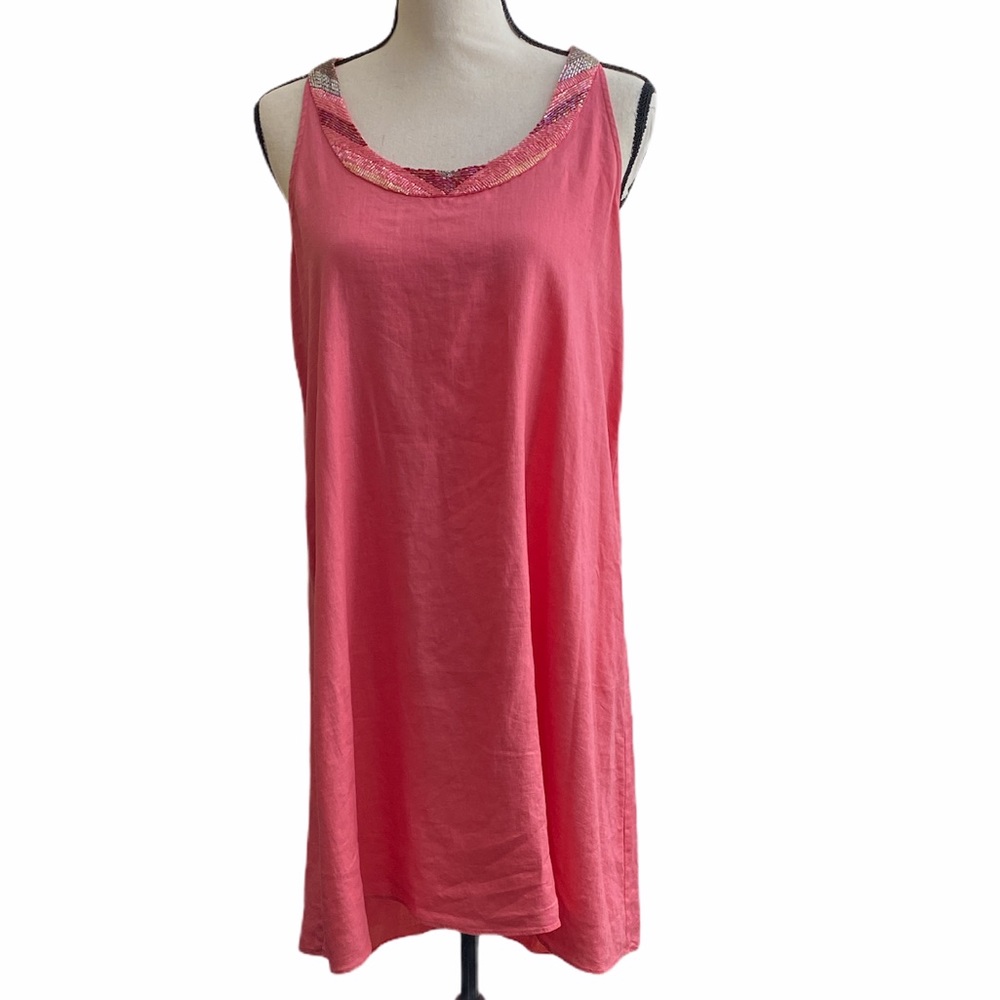 Coral Linen Dress